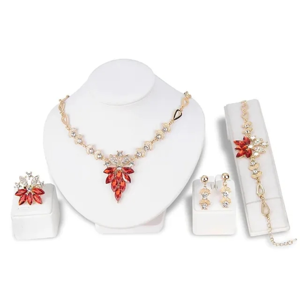 Elegant Gold and Red Jewelry Set